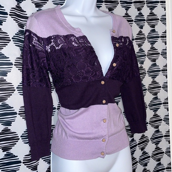 New York & Company Sweaters - New York & Co purple 3/4 sleeve cardigan